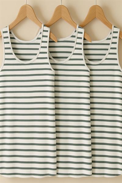 3 Adet A Kesim Rahat Kalıp Basic Kalın Askılı Atlet Tişört