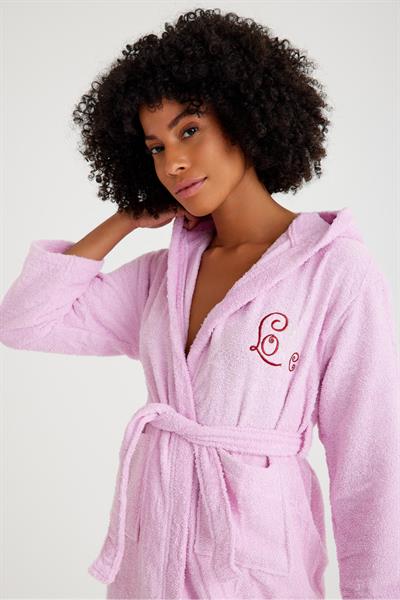 Düz ve Kapüşonlu Pamuk Karışımlı Çocuk Bornozu