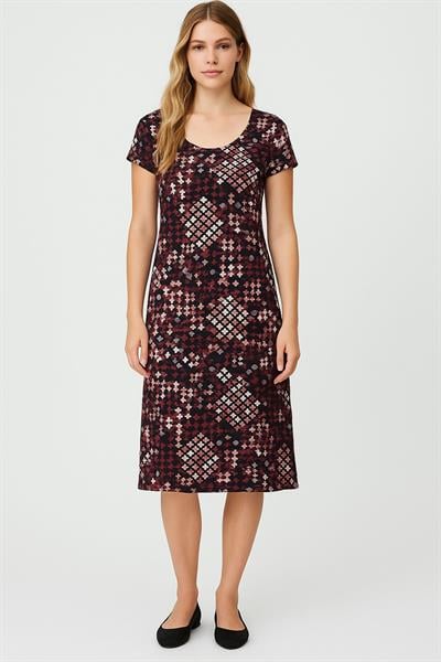 Dökümlü Rahat Kalıp Günlük Penye Kumaş Elbise