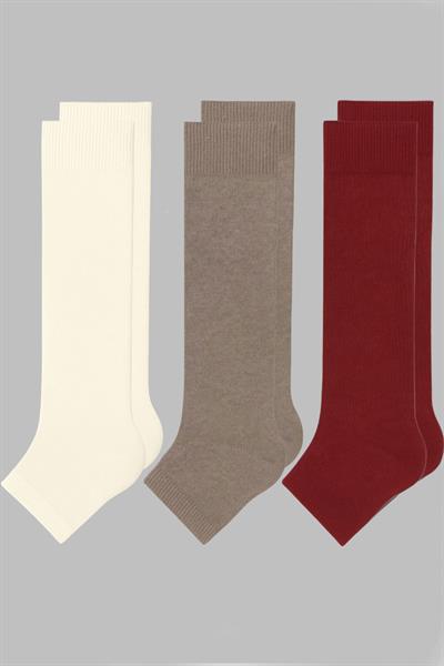 3 Çift Burunsuz Basic Pamuk İçerikli Yoga Tozluk