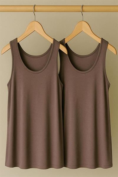 2 Adet A Kesim Büyük Beden Pamuklu Kalın Askılı Atlet Tişört