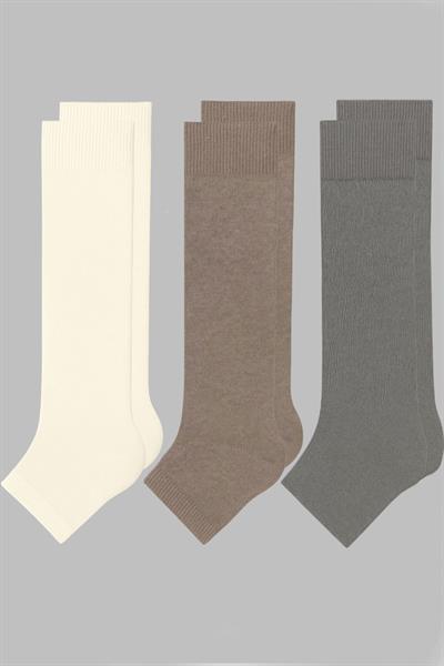 3 Çift Burunsuz Basic Pamuk İçerikli Yoga Tozluk