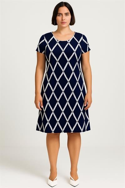 Dökümlü Rahat Kalıp Günlük Penye Kumaş Elbise