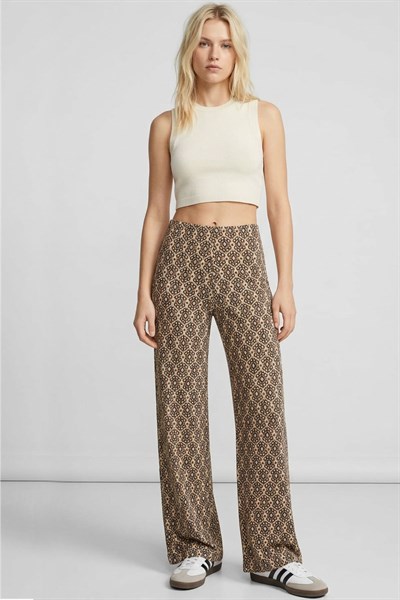 Rahat Kalıp Yüksek Bel Bol Paça Viskon Karışım Kadın Pantolon