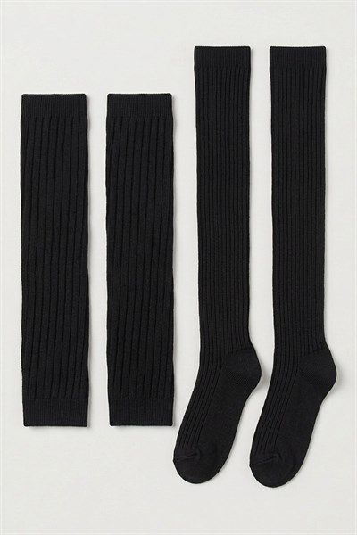 Kız Çocuk 2li Set Diz Üstü Çorap & Fitilli Tozluk ( 5-10 Yaş )