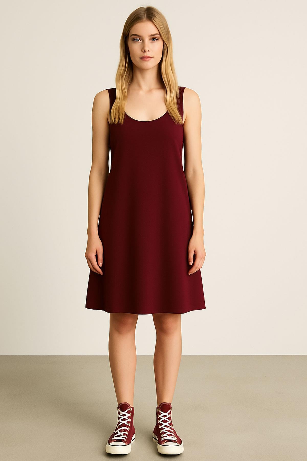 A Kesim Pamuklu Kalın Askılı Atlet Elbise