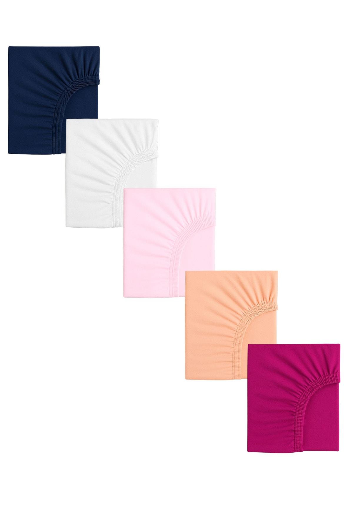 5 Adet 50 x 90 + 10 cm Anne Yanı Lastikli Penye Kumaş Bebek Çarşafı