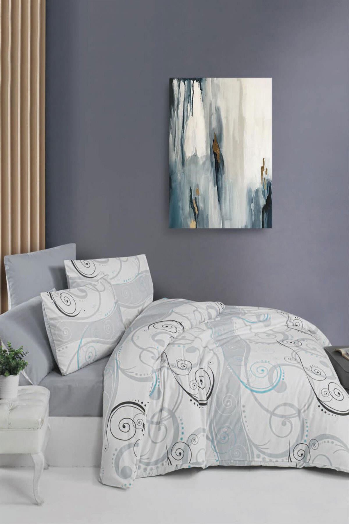 %100 Pamuklu Tek Kişilik Desenli Ranforce Kumaş Nevresim Seti - 160x220 Cm -