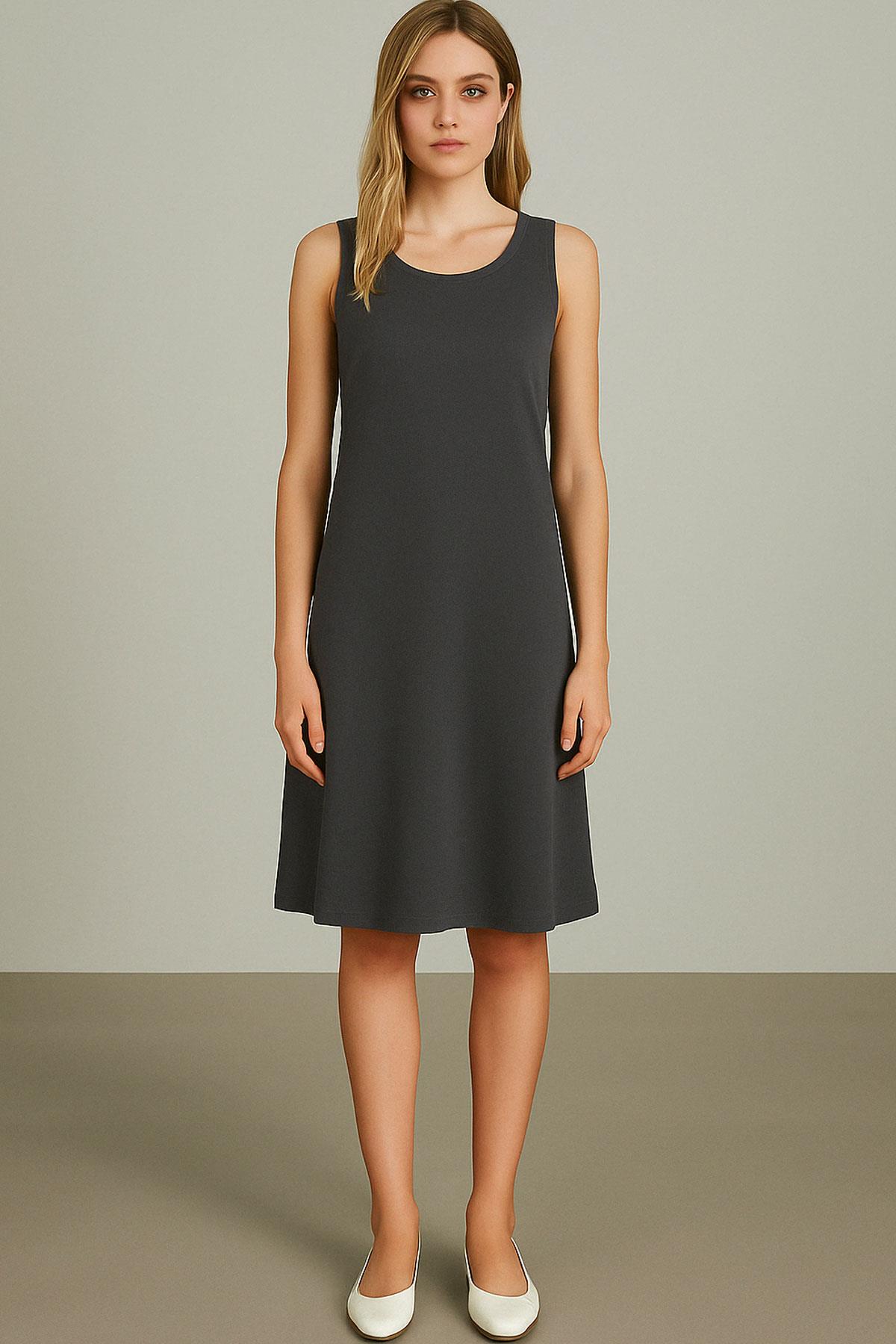 Modal Kumaş Rahat Kalıp Basic Günlük Elbise