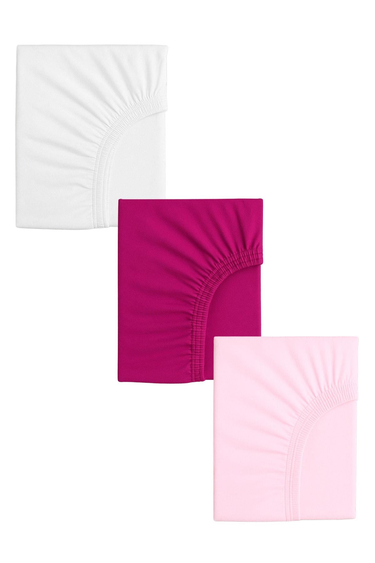 3 Adet 40 x 80 + 10 cm Anne Yanı Lastikli Penye Kumaş Bebek Çarşafı