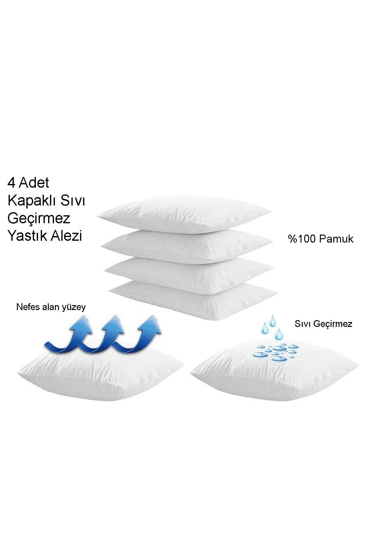 4 Adet Kapaklı Sıvı Geçirmez Yastık Alezi