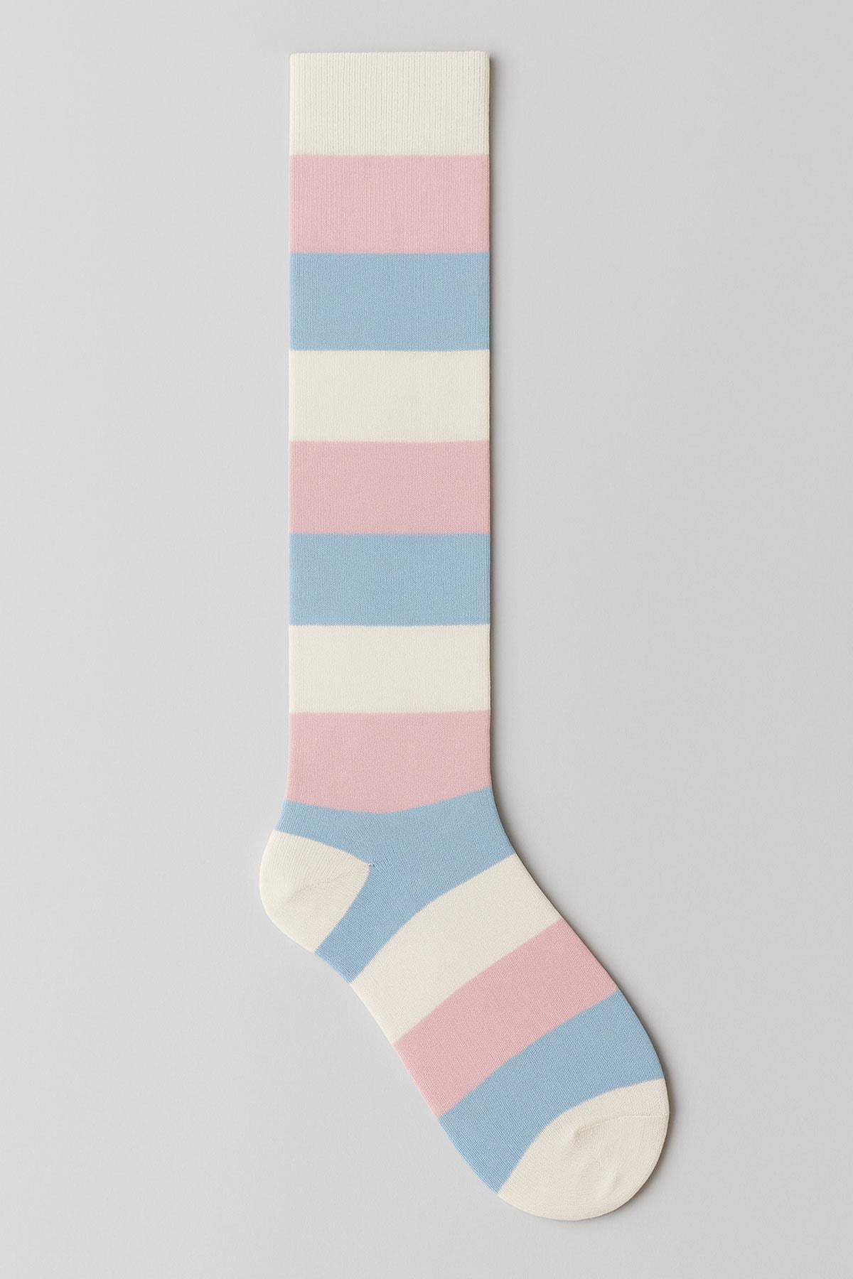 Çizgili ve Renkli Diz Boyu Çorap