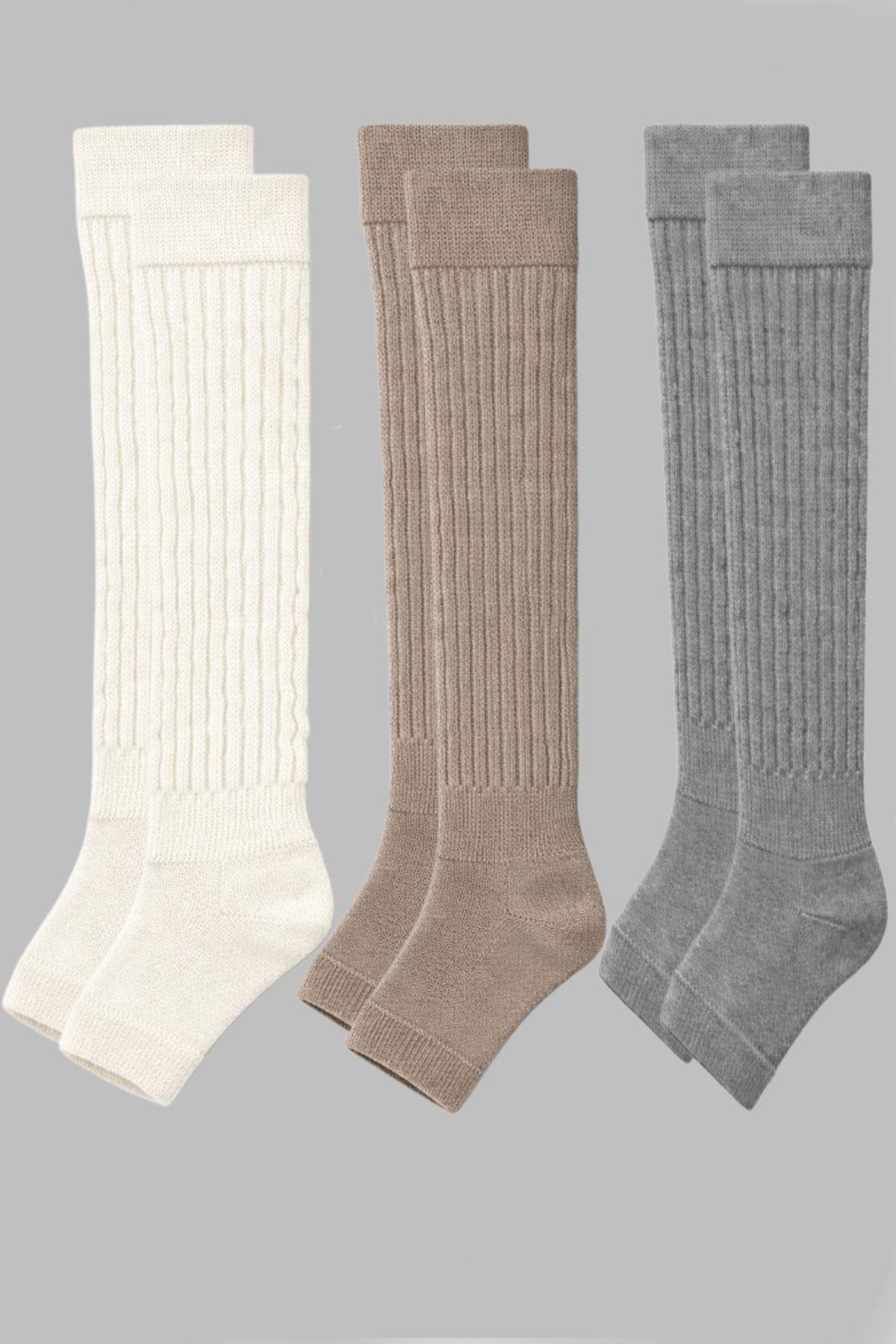 3 Çift Burunsuz Tabanlı Lastikli Diz Üstü Basic Pamuk İçerikli Tozluk