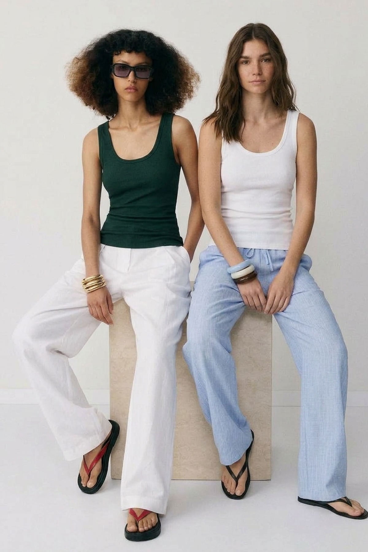 2 Adet Fitilli Fitted Ön ve Arka U Yaka Askılı Tişört