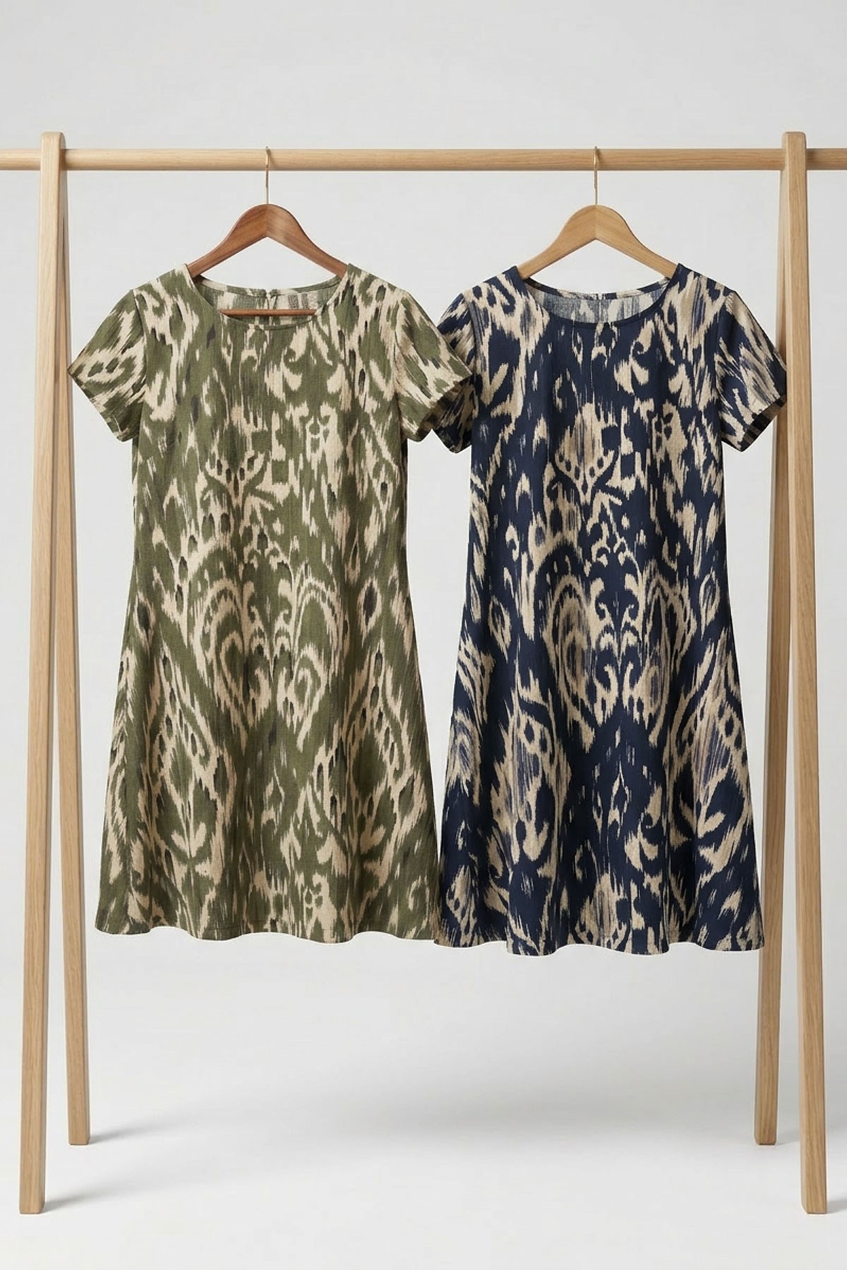 2 Adet Dökümlü Rahat Kalıp Günlük Penye Kumaş Elbise