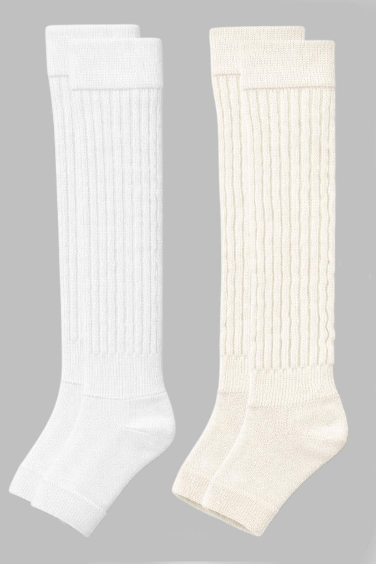 2 Çift Burunsuz Lastikli Diz Üstü Basic Pamuk İçerikli Tozluk