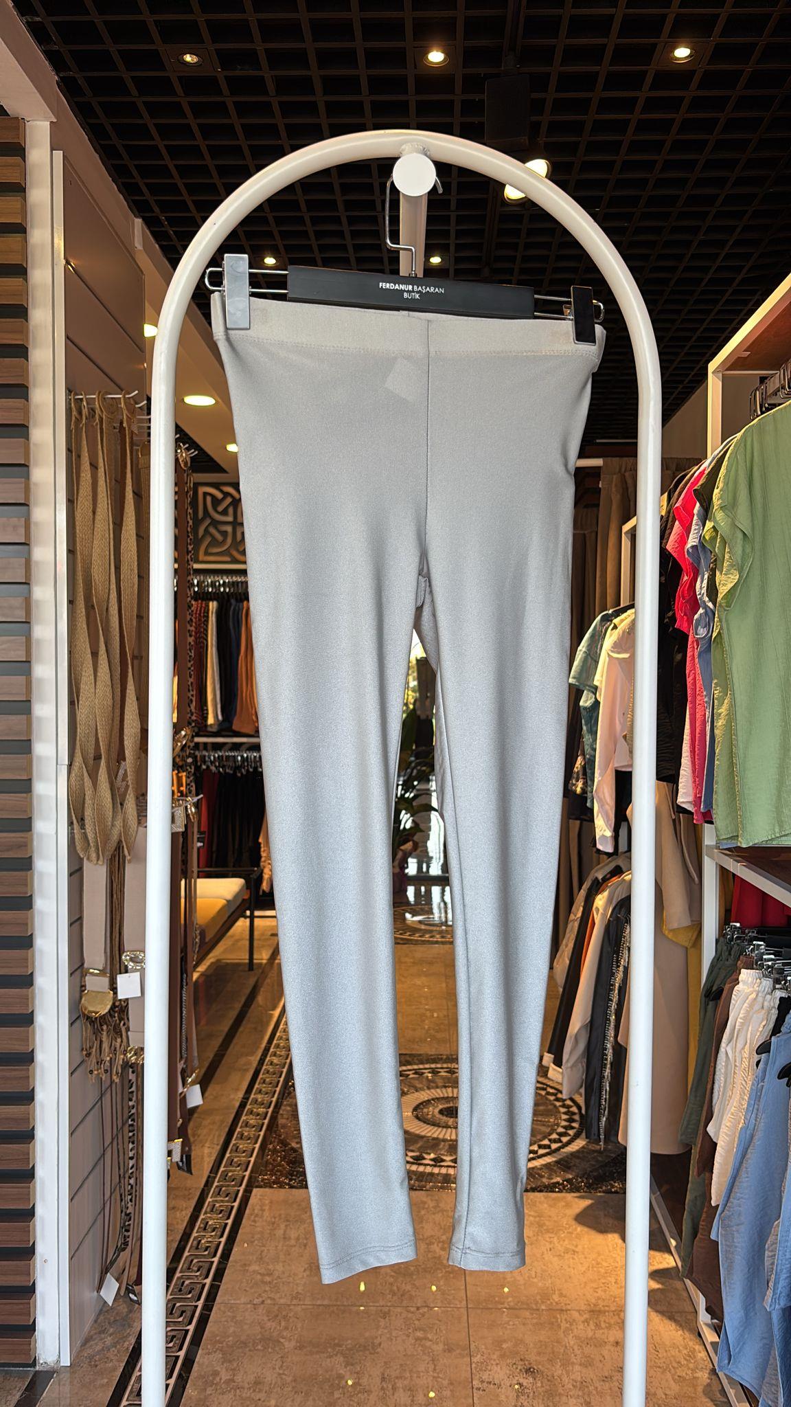 Oversize Yarı Parlak Tayt - Gri 