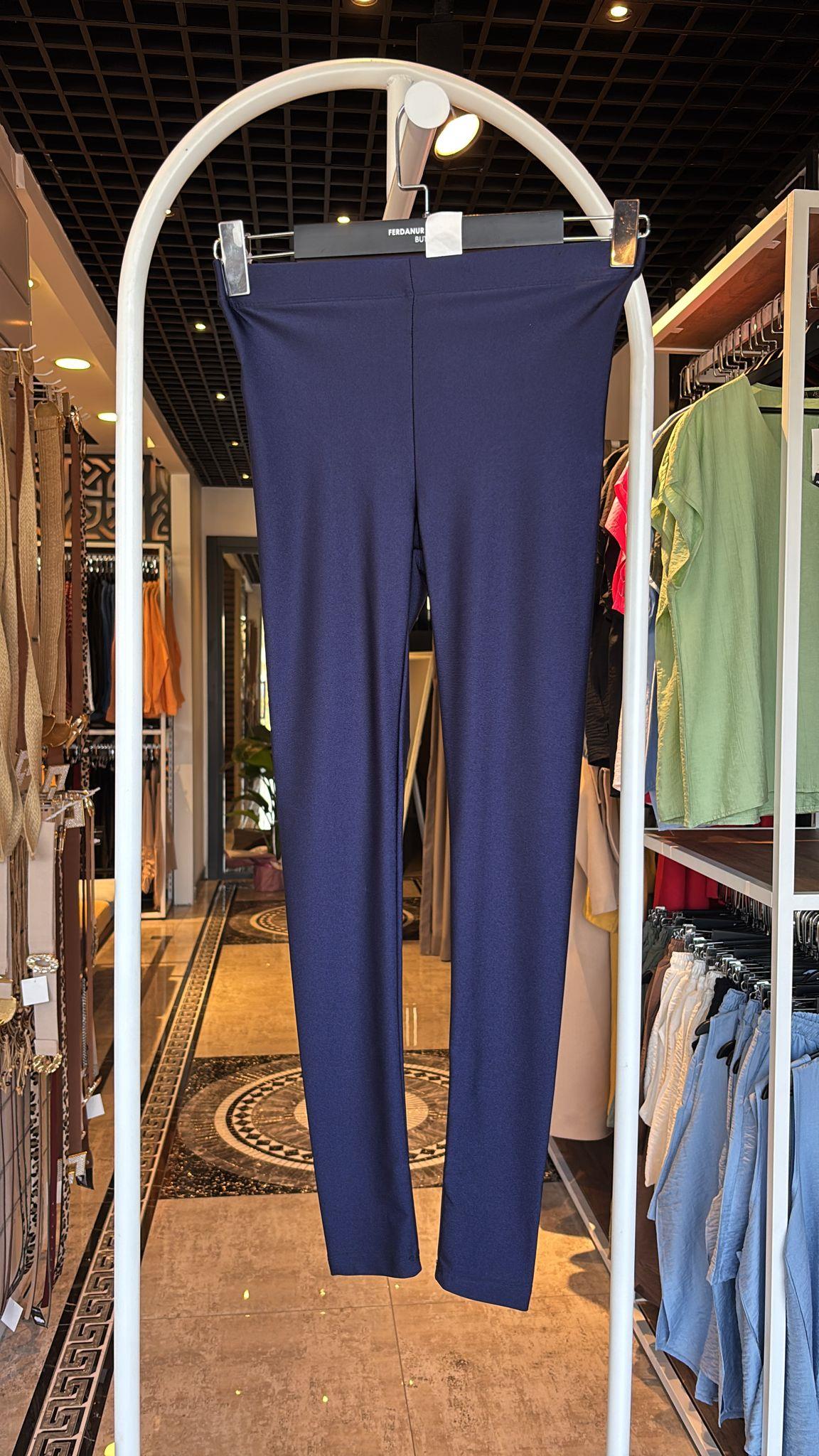Oversize Yarı Parlak Tayt - Lacivert 