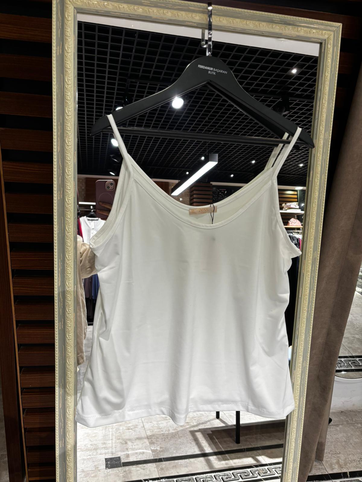 Büyük Beden İp Askılı Body - Beyaz 