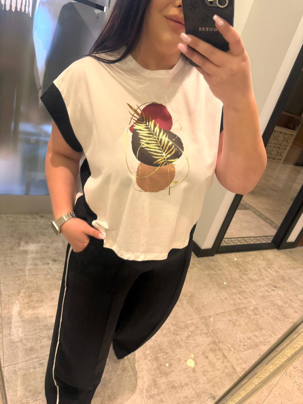 Oversize Ayrobin Kumaş Çizgili Pantolonlu Kadın İkili takım  Siyah 