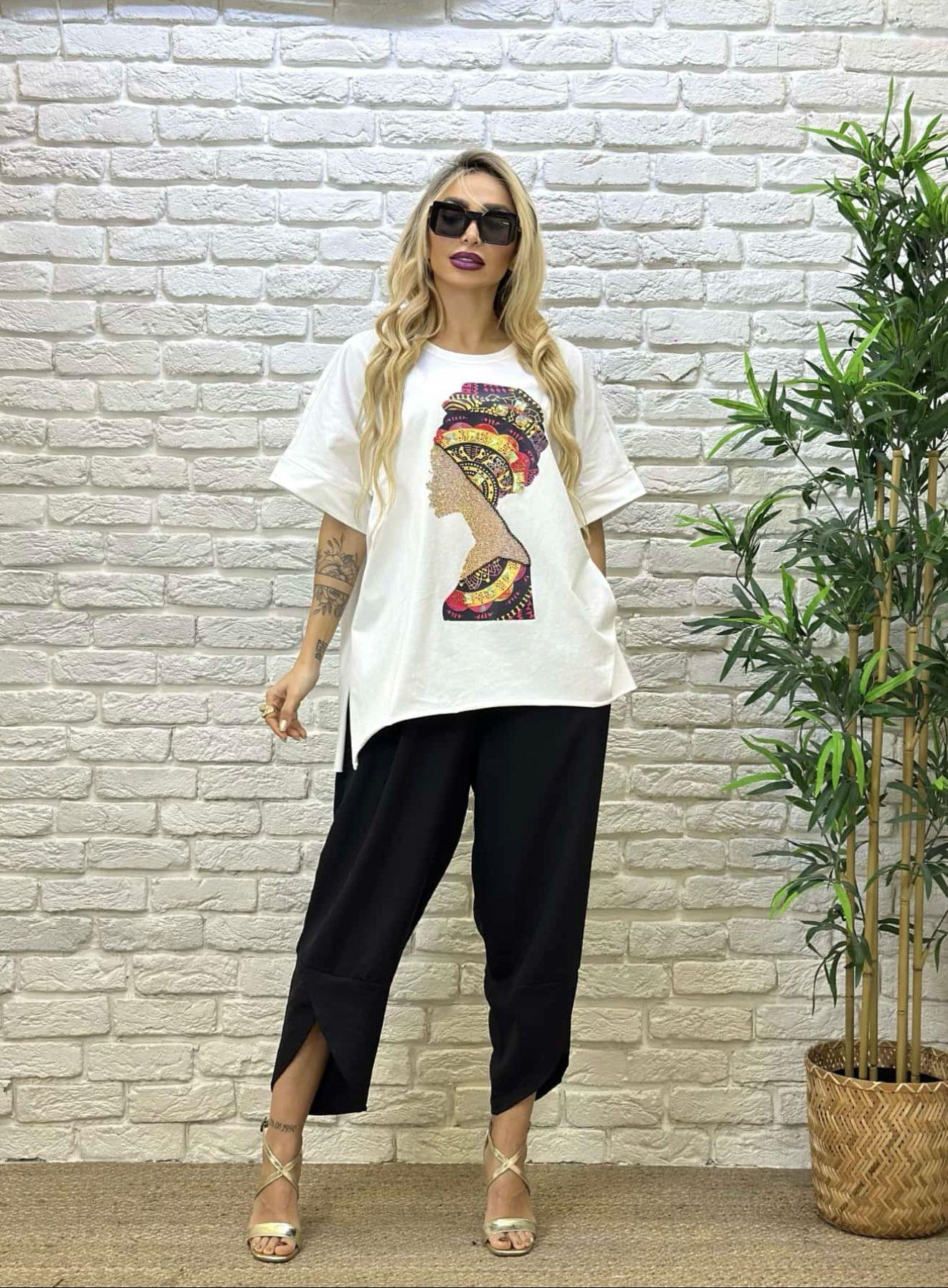 Oversize Ayrobin Kumaş Paça Detaylı Kadın İkili takım - Siyah 
