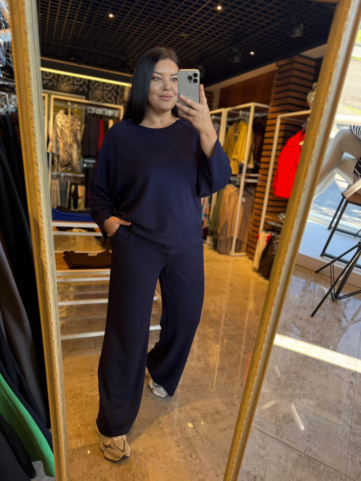 Oversize Pamuklu Ekstra Yumuşak Modal Kumaş Kadın Eşofman Takım - Lacivert 