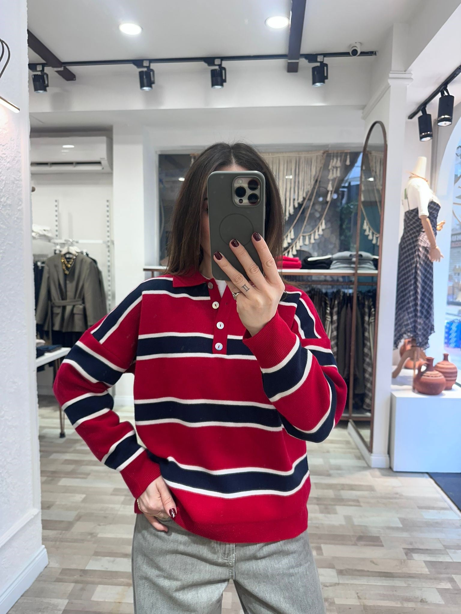 Çizgili Renkli Sweat Triko
