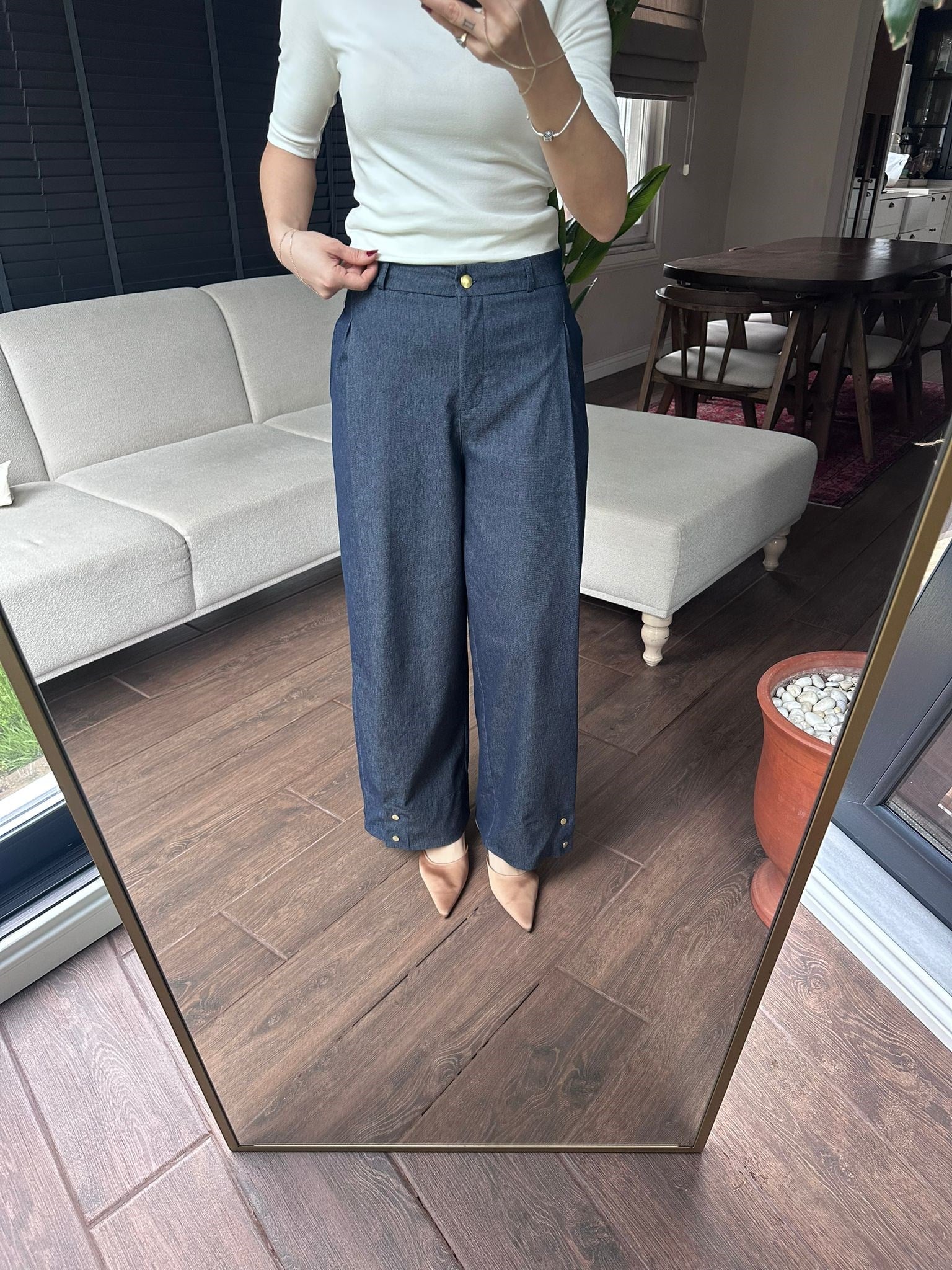 Denim Görünümlü İndigo Pantolon