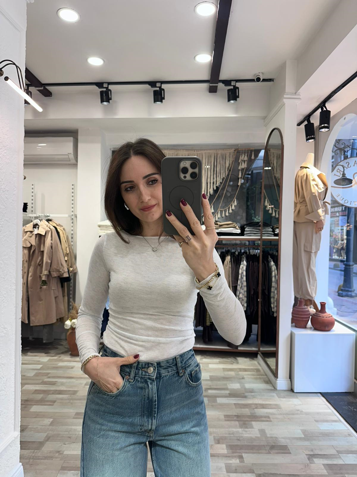 IŞILTI DOKULU BLUZ