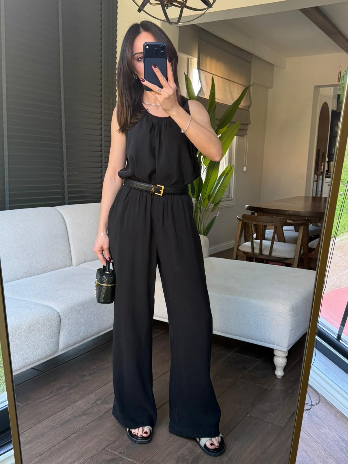 Tensel Bluz Ve Pantolon Takım Siyah