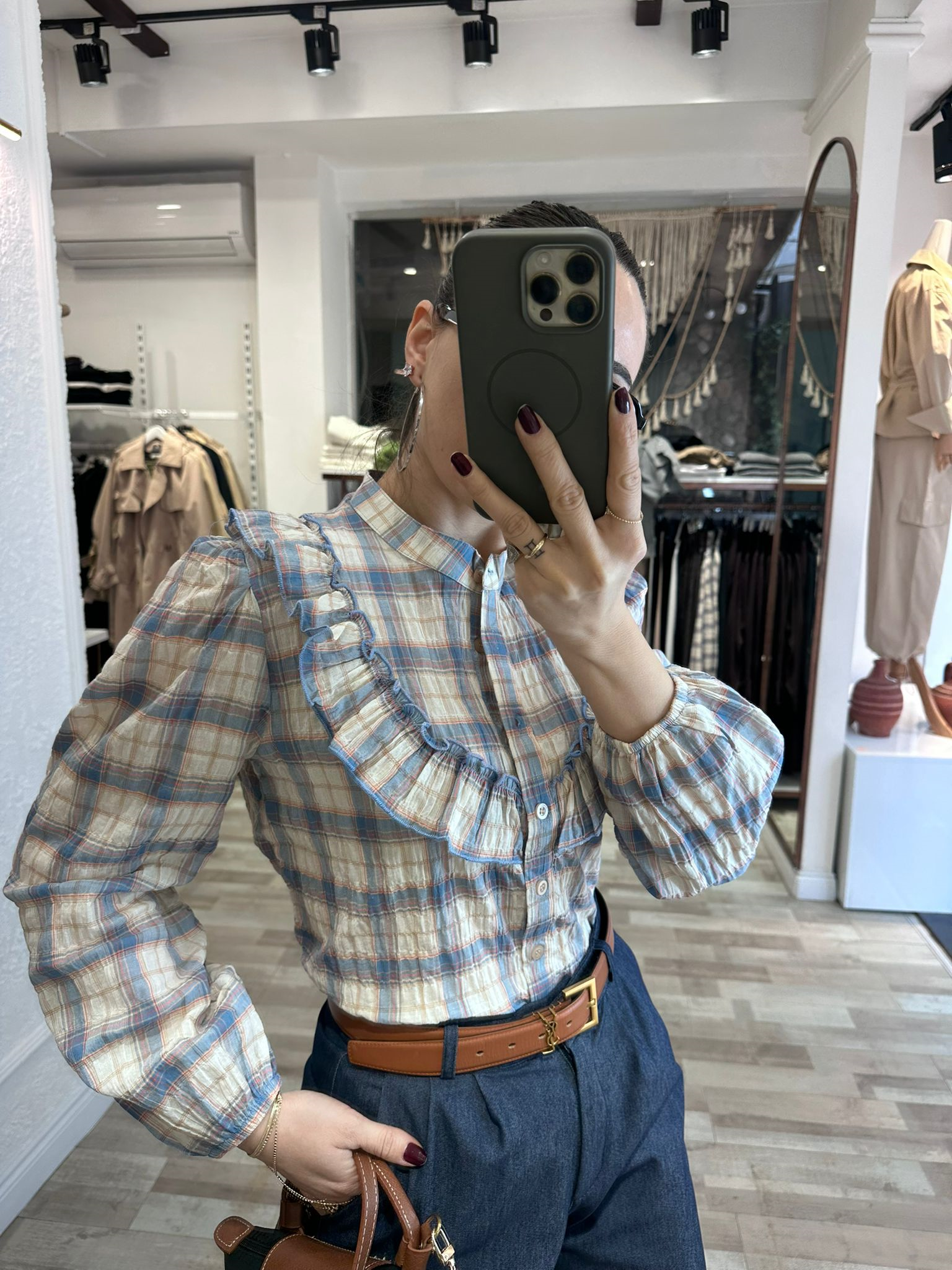 Bürümcük Ekose Fırfır Gömlek