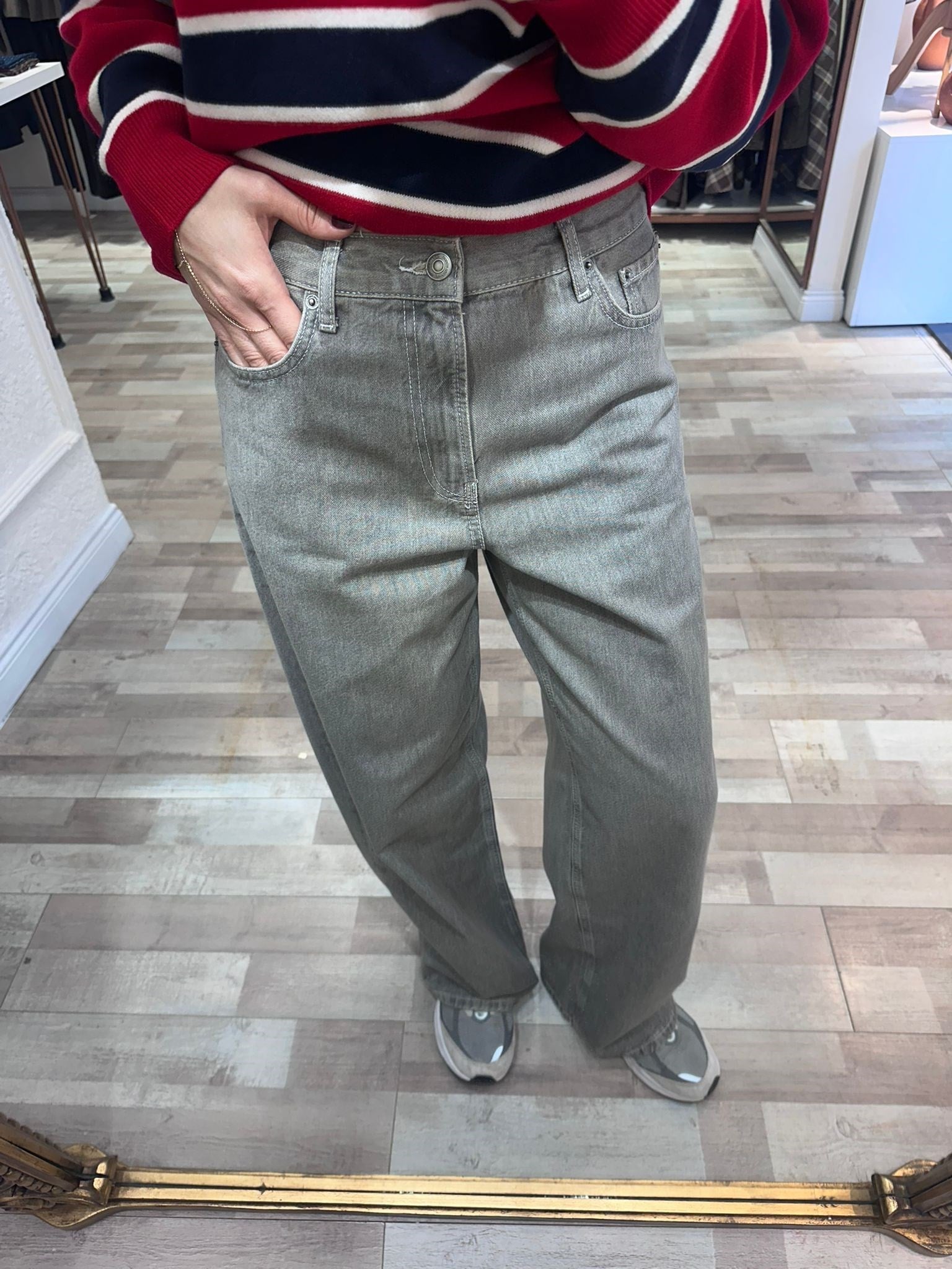 Orijinal Marka Baggy Gri Jean