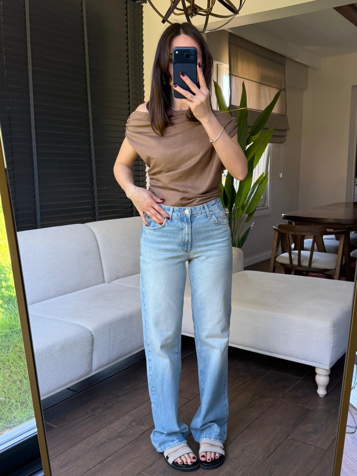 Orijinal Marka Wide Leg Orta Bel Jean