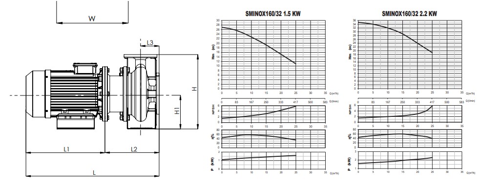 Sumak SMINOX 160/32 3Hp Rijit Kaplinli Paslanmaz Santrifüj Pompa Eğri