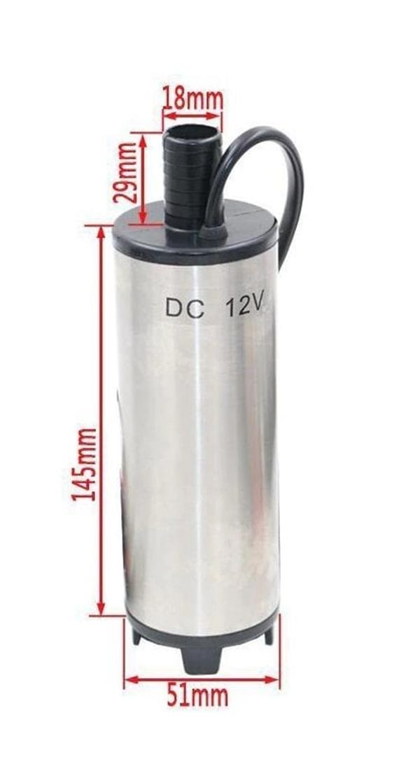 12 Volt Mazot Yağ Aktarma Pompası,  Dc Mini Dalgıç Pompa Süzgeçli 51 mm Dış Çap