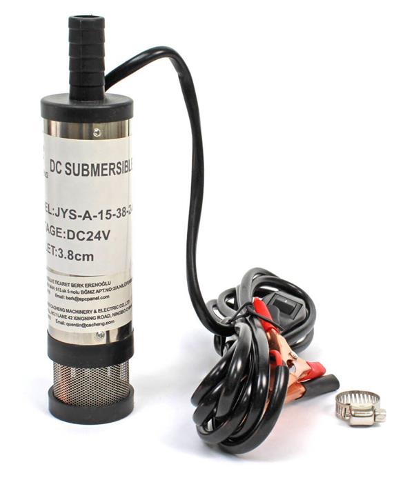 24 Volt Mazot Yağ Aktarma Pompası,  Dc Mini Dalgıç Pompa Süzgeçli 38 mm Dış Çap