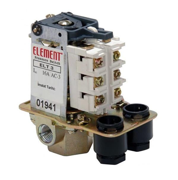 Element Kompresör Basınç Şalteri 4-16 Bar Tahliyeli Üç Yollu On/Off Trifaze 1/2 Bağlantılı