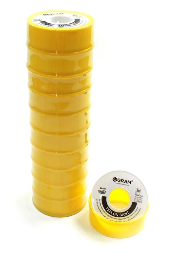 Gram Teflon Bant Sızdırmazlık Bandı 19 mm x 30 Mt 10 Adet - YERLİ ÜRETİM