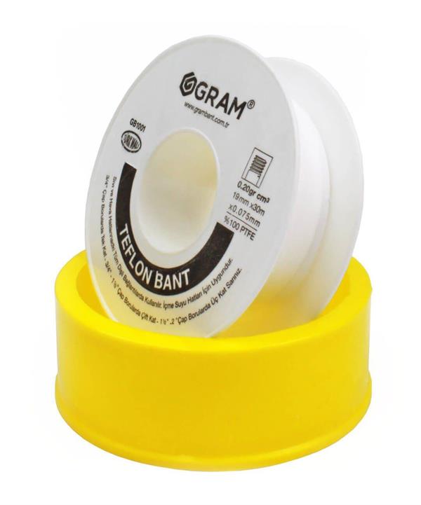 Gram Teflon Bant Sızdırmazlık Bandı 19 mm x 30 Mt 10 Adet - YERLİ ÜRETİM