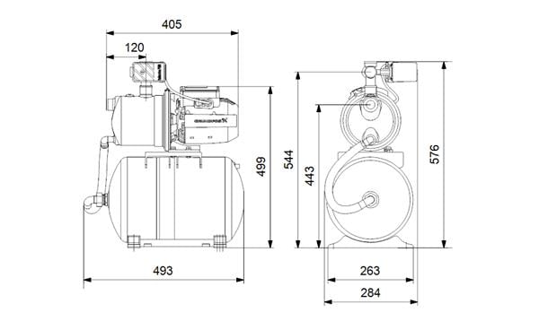 Grundfos JP 3-42 PT-H Paslanmaz Jet Hidrofor 20 Lt Tanklı - 3 Kat 3 Daire