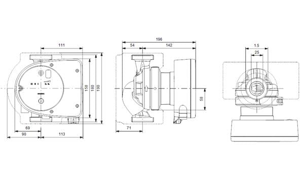 Grundfos MAGNA1 25-40(180 mm) 60-80.000 Kazan İçin Frekans Konvertörlü Sirkülasyon Pompası 4mss 6.2m³/h
