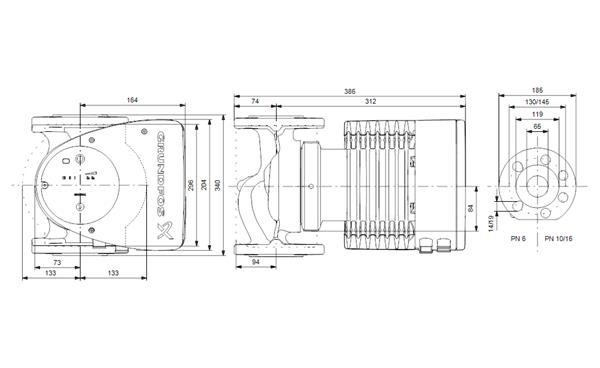 Grundfos MAGNA1 65-150 F(340 mm) 600.000+ Kazan İçin Frekans Konvertörlü Sirkülasyon Pompası 14mss 55m³/h
