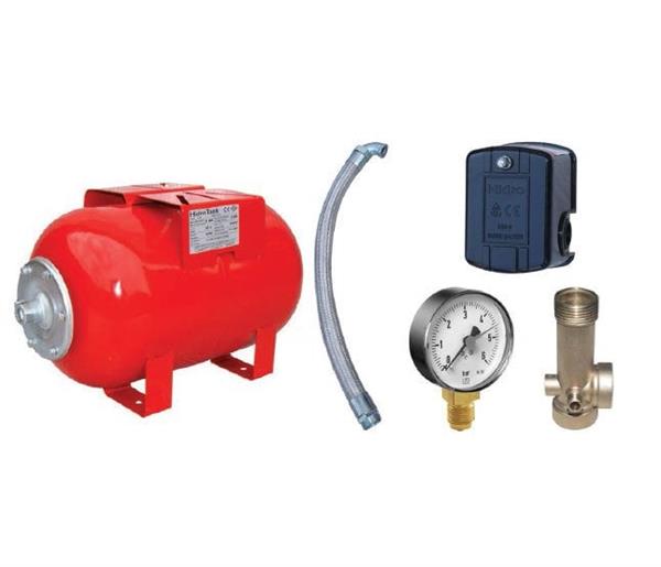 Hidrotank - Hidrotank 24 Litre Yatay Ayaklı Hidrofor Kiti, Hidrofor Bağlantı Takımı