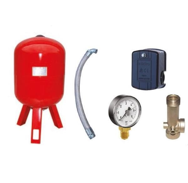 Hidrotank - Hidrotank 50 Litre Dikey Ayaklı Hidrofor Kiti, Hidrofor Bağlantı Takımı
