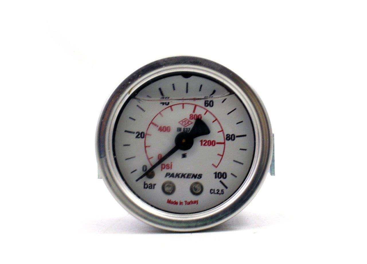 Pakkens 0-100 Bar 50 mm Arkadan Bağlantılı Panotipli Gliserinli Manometre G 1/4 inç