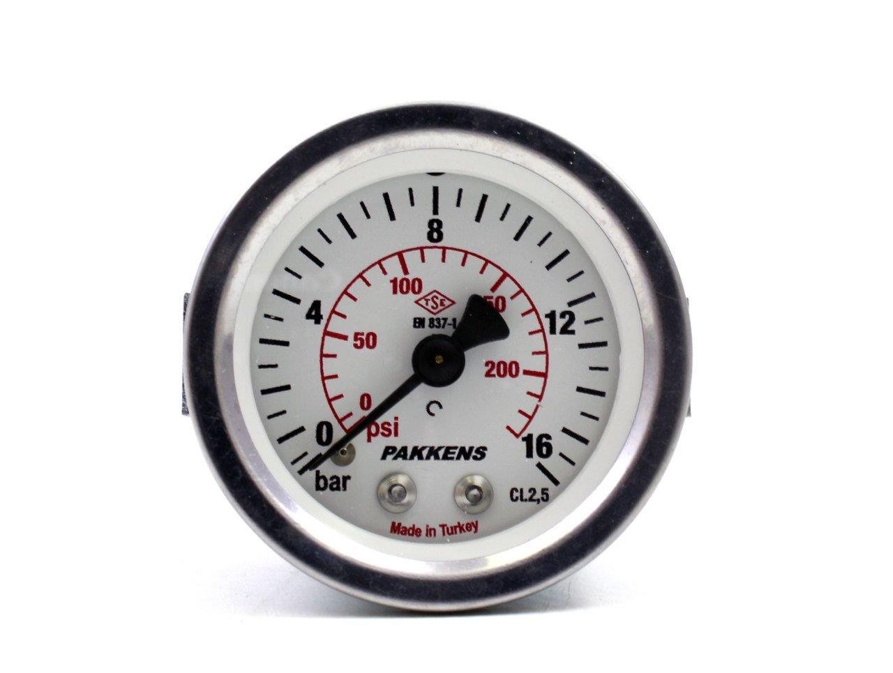 Pakkens 0-16 Bar 63 mm Arkadan Bağlantılı Panotipi Kuru Manometre G 1/4 inç