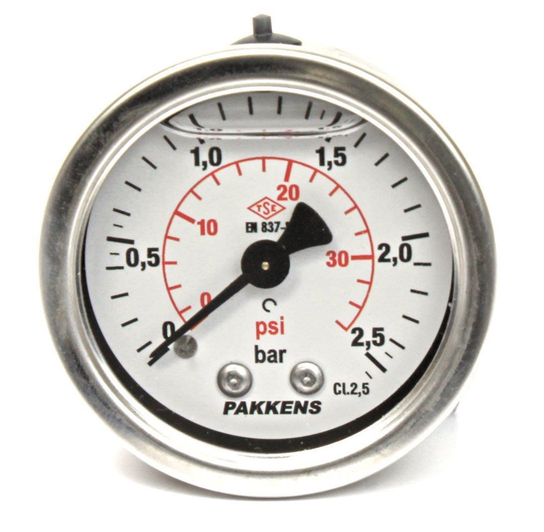 Pakkens 0-2.5 Bar 50 mm Arkadan Bağlantılı Gliserinli Manometre G 1/4 inç