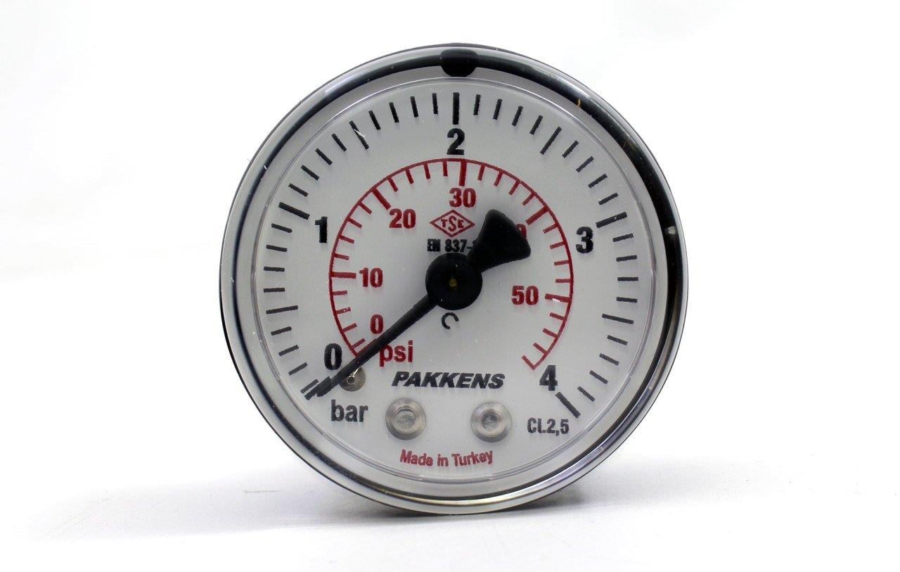 Pakkens 0-4 Bar 63 mm Arkadan Bağlantılı Kuru Manometre G 1/4 inç
