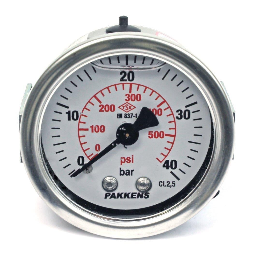 Pakkens 0-40 Bar 50 mm Arkadan Bağlantılı Panotipli Gliserinli Manometre G 1/4 inç