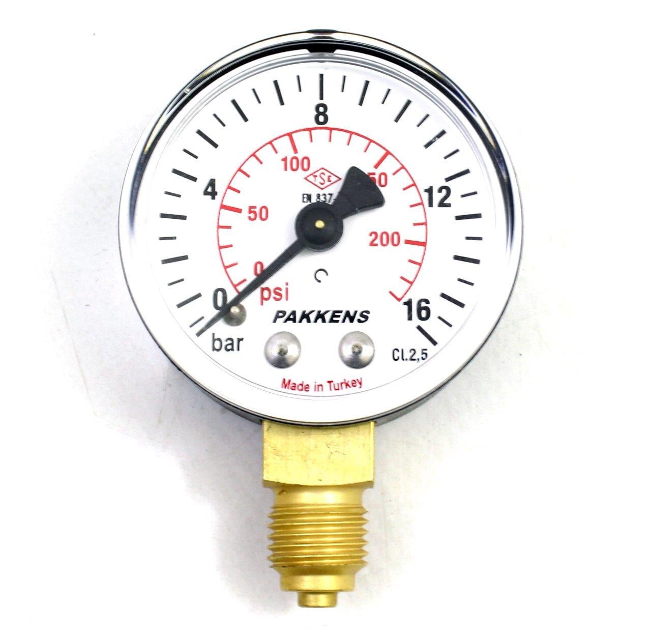 Pakkens Çap 50 0/16 Bar Kuru Tip Basınç Ölçer, Manometre, Basınç Göstergesi 1/4